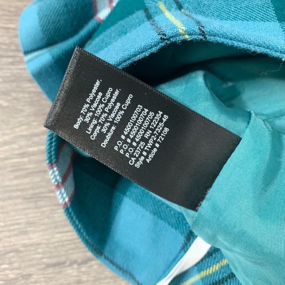 Aritzia Sunday Best Olive Mini Skirt Teal Plaid Pleated High Rise Waist Size 00 - Picture 4 of 6